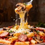 Ricetta caserecce al forno: come preparare un primo piatto con funghi e salsiccia saporito e filante