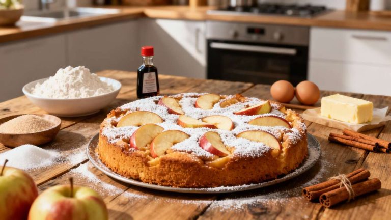Questa torta di mele semplicissima è pronta in pochi minuti