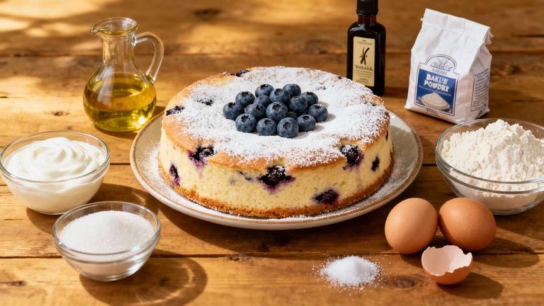 Veloce, senza bilancia e super sano”: la torta yogurt-mirtilli che tutti adorano