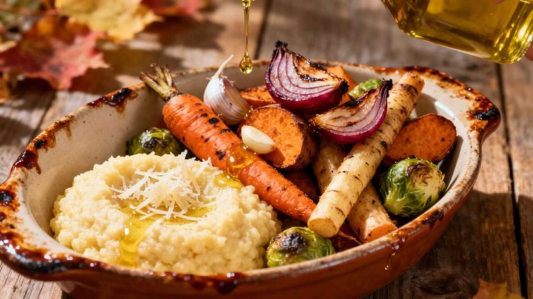 Verdure dorate e polenta cremosa al parmigiano: la ricetta autunnale più avvolgente e gustosa