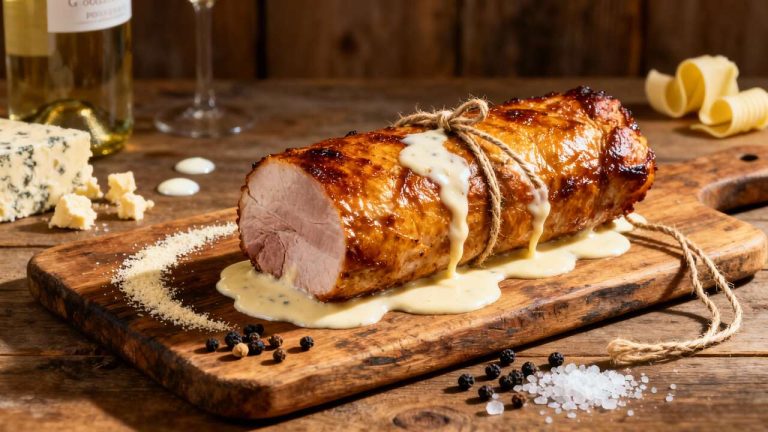 Filetto di maiale alla panna e gorgonzola al forno