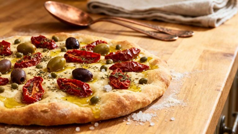 A metà tra pizza e focaccia, questa torta salata ricorda subito le vacanze italiane